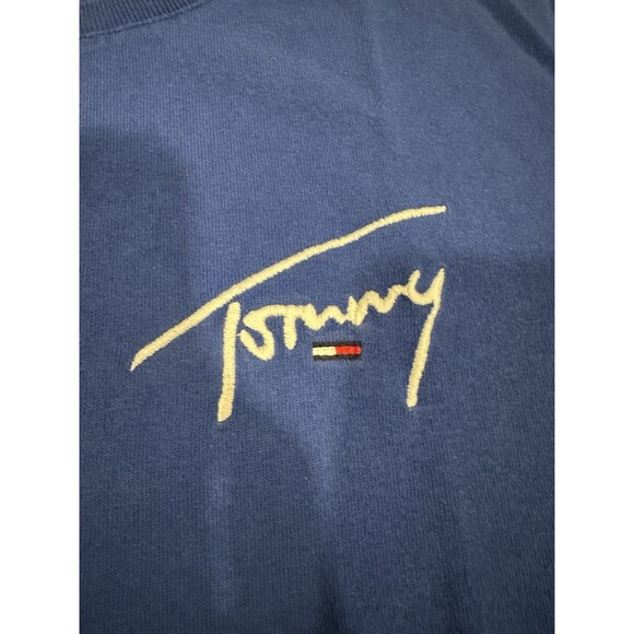 Tommy Jeans T Shirt Men M Blue Spellout Retro VTG New York Hilfiger Streetwear - Picture 4 of 6